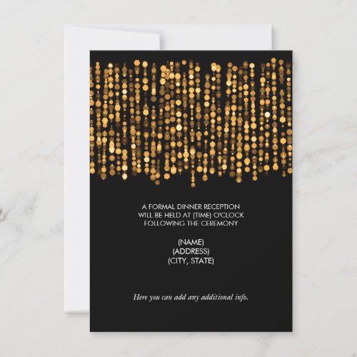 Wedding Reception Modern Gold Lights Invitation