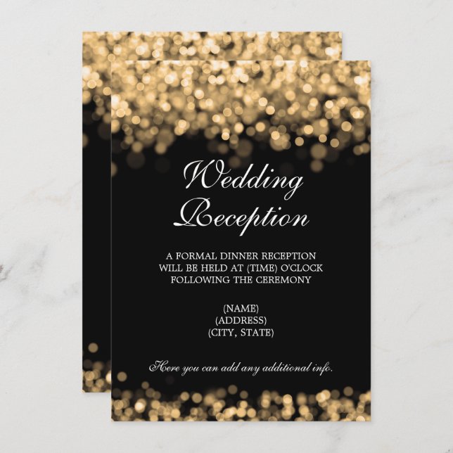 Wedding Reception Only Gold Lights Invitation (Front/Back)