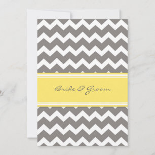 Wedding Reception Only Grey Yellow Chevron Invitation