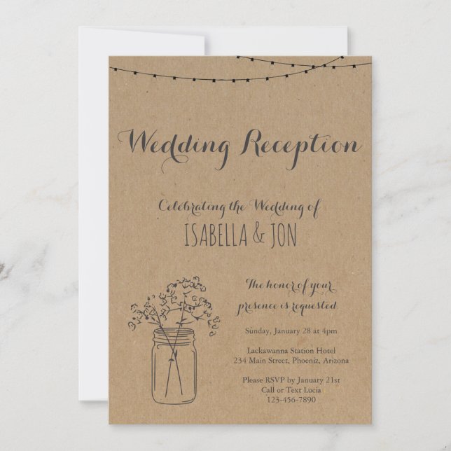 Wedding Reception Only | Rustic Kraft Paper Invitation (Front)