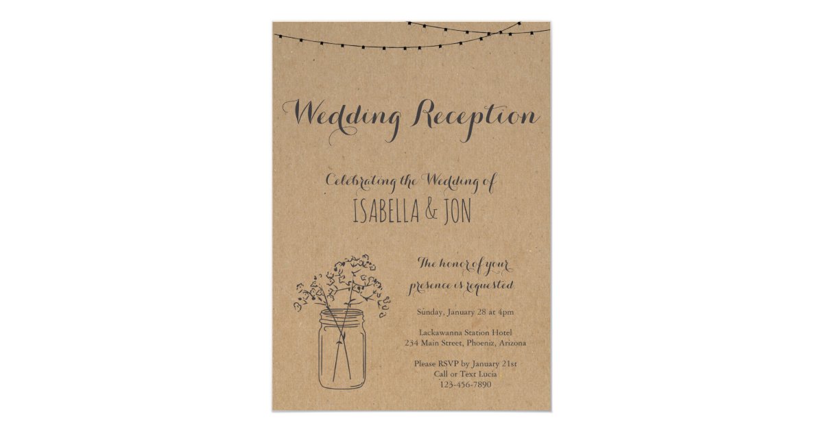 Wedding Reception Only | Rustic Kraft Paper Invitation ...