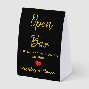 Wedding Reception Open Bar Drinks are on us Drink Paper Table Tent