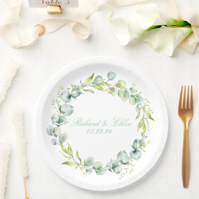 Wedding Reception Paper Plate Rustic Botanical  (Creator Uploaded)