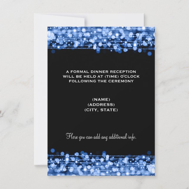 Wedding Reception Party Sparkles Blue Invitation (Front)