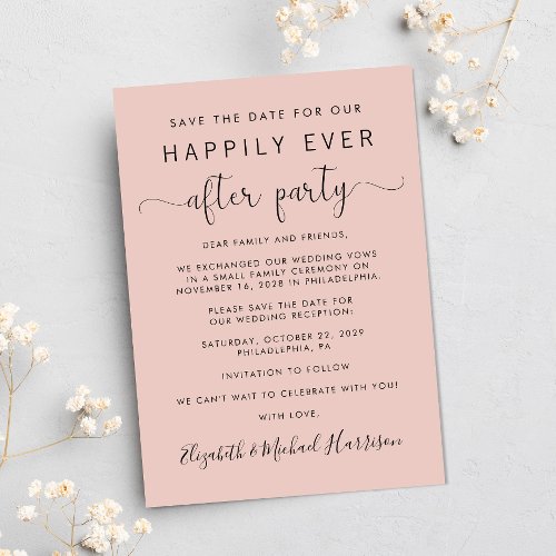 Wedding Reception Photo Blush Save the Date Announcement
