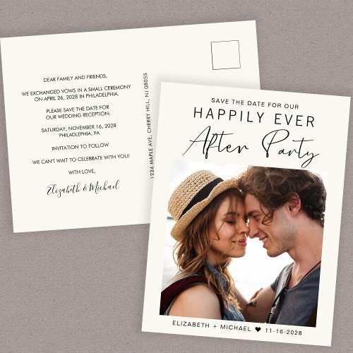 Wedding Reception Photo Cream Save The Date Announcement Postcard