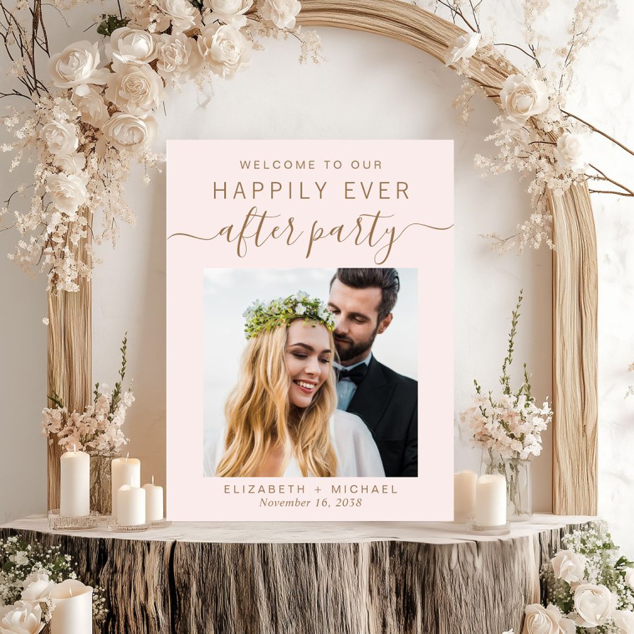 Wedding Reception Photo Pink Gold Welcome Foam Board