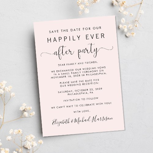Wedding Reception Photo Pink Save the Date Announcement