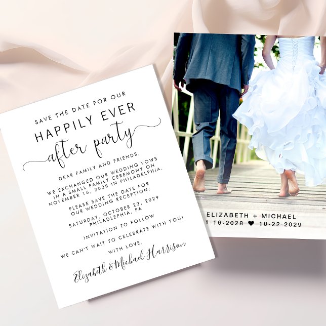Wedding Reception Photo Save the Date (A stylish save the date announcement for a reception to celebrate your elopement or private wedding)