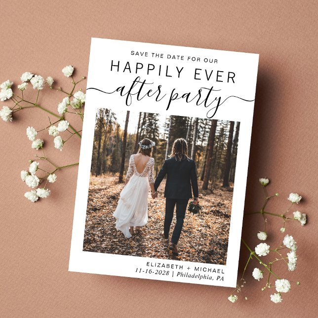 Wedding Reception Photo Save The Date (A chic save the date announcement for a reception to celebrate your elopement or private wedding )