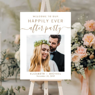 Wedding Reception Photo White Gold Welcome Foam Board