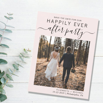 Wedding Reception Pink Photo Save The Date Announcement Postcard by JulieHortonDesigns at Zazzle