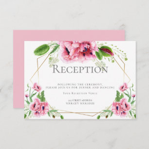 WEDDING RECEPTION   Pink Watercolor Poppies Invitation