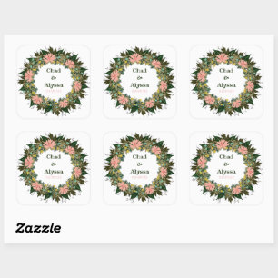 Wedding Reception Rehearsal Elegant Postage Square Sticker