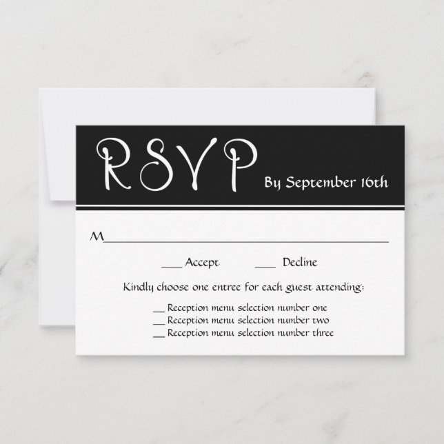 Wedding Reception RSVP 3 Menu Choices Response (Front)