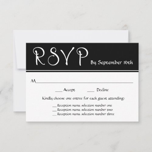 Wedding Reception RSVP 3 Menu Choices Response