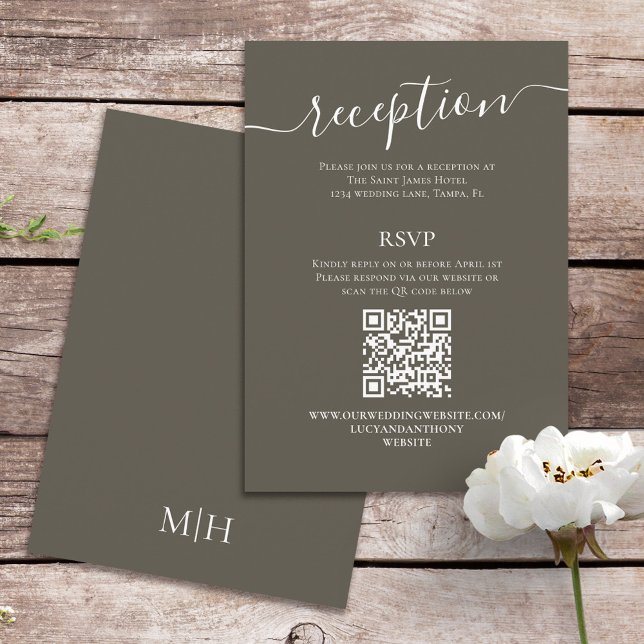 Wedding Reception RSVP Card Neutral Brown (Creator Uploaded)
