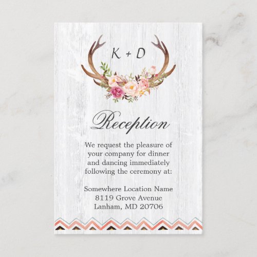 Wedding Reception Rustic Antler Wood Boho Decor Enclosure Card