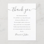 Wedding Reception Script Thank You Place Card | Zazzle