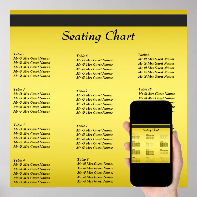 Wedding Reception Seating Chart Poster | Zazzle