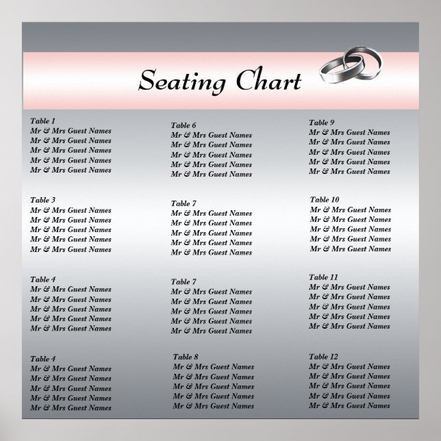 Wedding Reception Seating Chart Poster (Front)