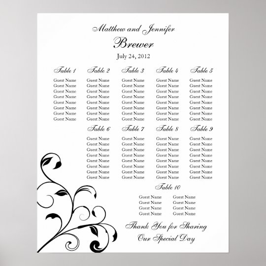 Reception Seating Chart