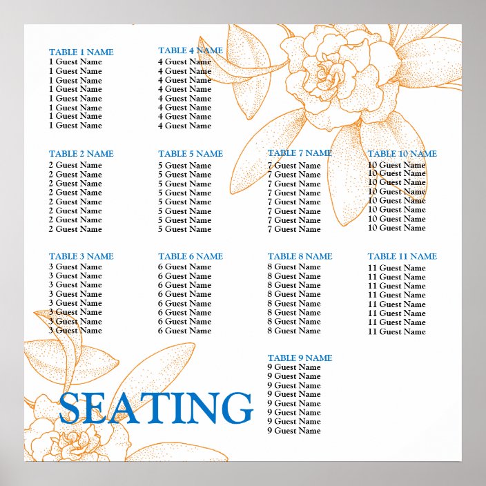 Seating Chart For Wedding Reception Template from rlv.zcache.com
