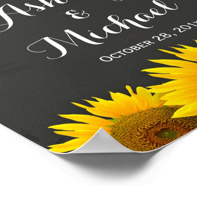 Wedding Reception Sign Heart Sunflowers Chalkboard