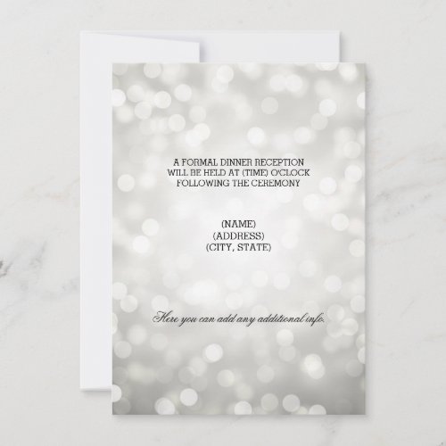 Wedding Reception Silver Glitter Lights Invitation