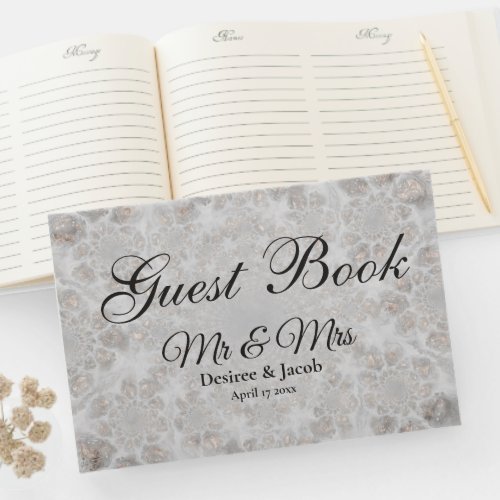 Wedding Reception Silver White Gold Simple Elegant Guest Book