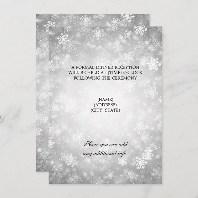 Wedding Reception Silver Winter Wonderland Invitation (Front/Back)
