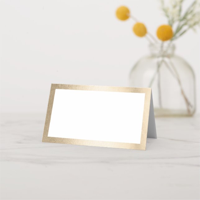 WEDDING RECEPTION stylish luxury faux gold border Place Card (Front)