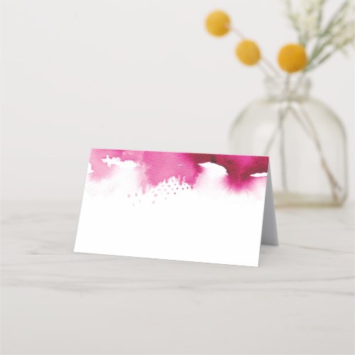 WEDDING RECEPTION stylish watercolor dark pink Place Card