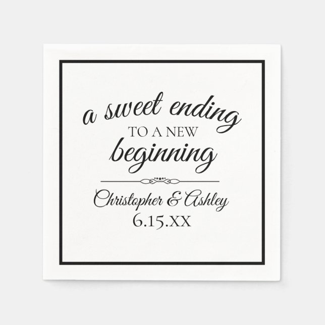 Wedding Reception Sweet Ending New Beginning Napkins (Front)