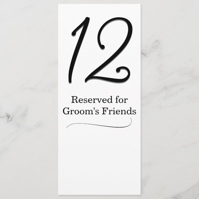 Wedding Reception Table Number (Front)