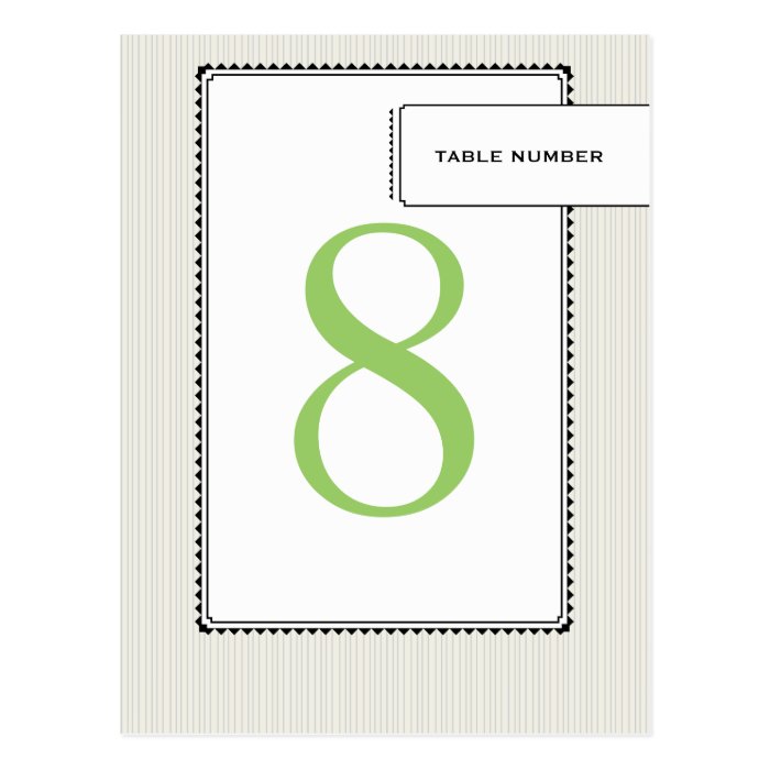 Wedding Reception Table Number Card Green Grey Post Card