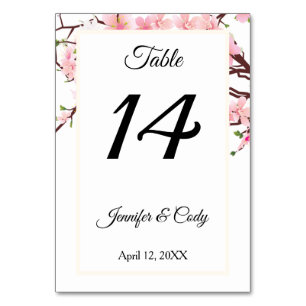 Wedding Reception Table Number Cherry Blossoms