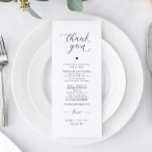 Wedding Reception Thank You Cards Elegant Romantic<br><div class="desc">Elevate your wedding reception decor with our Elegant, Modern Luxury Wedding Thank You Card. Measuring 4 x 9.25 inches, this card is meticulously designed to grace your tables with an air of sophistication and charm. The elegant black and white palette creates a timeless canvas for the romantic calligraphy and delicate...</div>