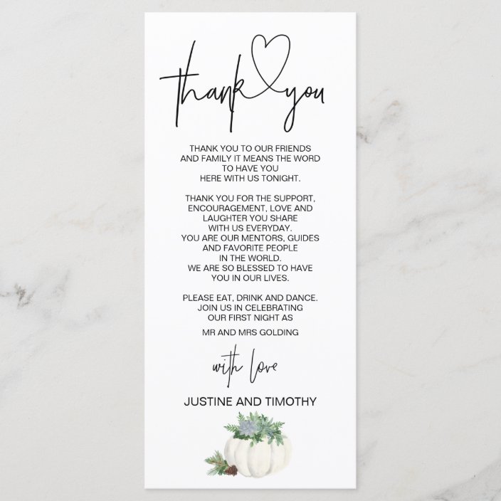 Wedding Reception Thank You Decor Thanksgiving Menu ...