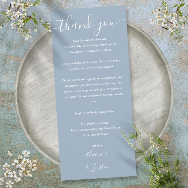 Wedding Reception Thank You Dusty Blue Place Card (Wedding Reception Thank You Dusty Blue Place Card)