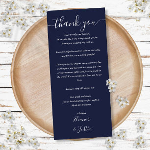 Wedding Reception Thank You Navy Blue Place Card