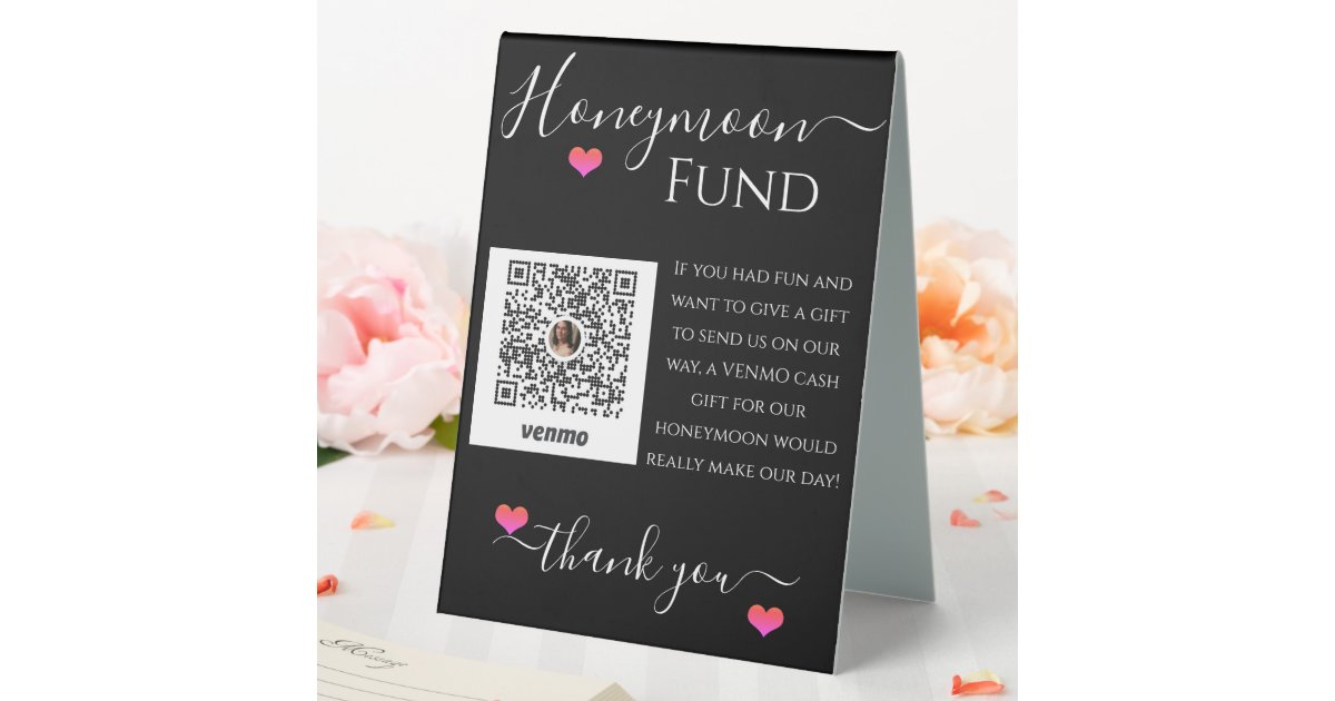 Wedding Reception Venmo Honeymoon Fund Sign Zazzle