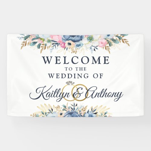 Wedding Reception Watercolor Floral Welcome Banner