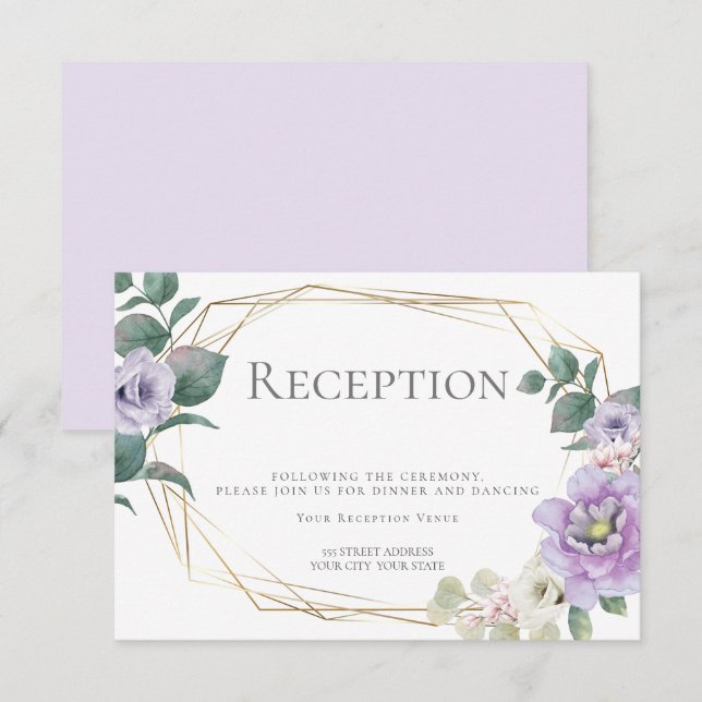 Wedding Reception | Watercolor Lavender Floral Invitation (Front/Back)