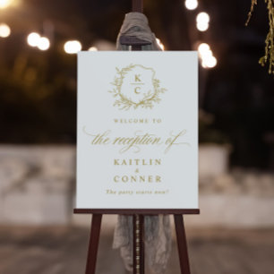 Wedding Reception Welcome Sign Vintage Gold Crest