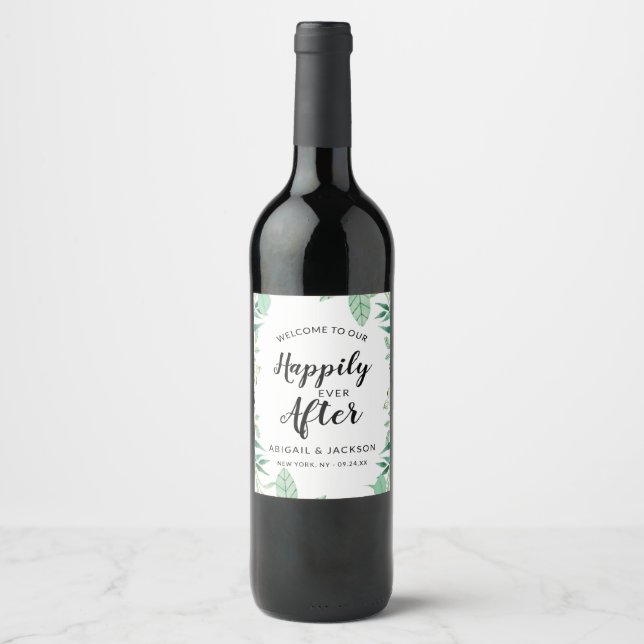 Wedding Reception Welcome to Happily Ever After Wine Label (Front)