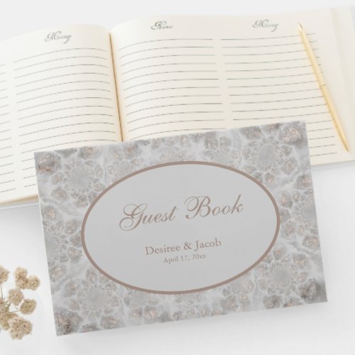 Wedding Reception White Gold Silver Simple Elegant Guest Book