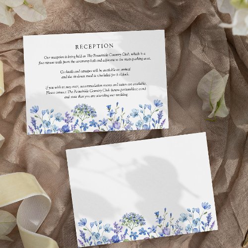 Wedding Reception Wildflower Periwinkle Floral  Enclosure Card