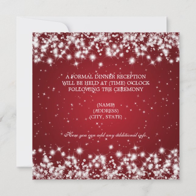 Wedding Reception Winter Sparkle Red Invitation (Front)