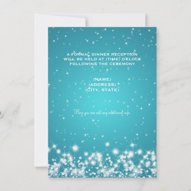 Wedding Reception Winter Sparkle Turquoise Invitation (Front)